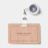 薄茶色の木目テクスチャ バッジ (伸縮クリップ付き付き表面)