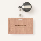 薄茶色の木目テクスチャ バッジ (裏面リトラクタブル付き)