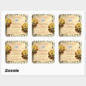 薄茶色の木目バラ製品ラベルロゴ スクエアシール (シート)