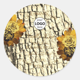 薄茶色の木目バラ製品ラベルロゴ ラウンドシール