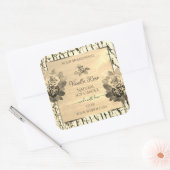 薄茶色の木目ベージュバラ製品ラベル スクエアシール (封筒)