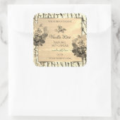 薄茶色の木目ベージュバラ製品ラベル スクエアシール (バッグ)