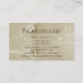 薄茶色の木製ボード木目の外観イニシャル 名刺 (裏面)