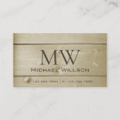 薄茶色の木製ボード木目の外観イニシャル 名刺 (正面)