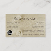 薄茶色の木製ボード木目ルック追加ロゴ 名刺 (裏面)