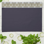 薄茶色の紫と灰色の装飾品 キッチンタオル (折り畳み)