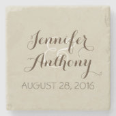薄茶色の結婚コースター ストーンコースター (正面)