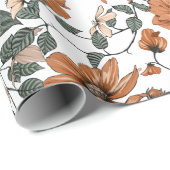 薄茶色の花の継ぎ目のないパターン ラッピングペーパー (ロールコーナー)