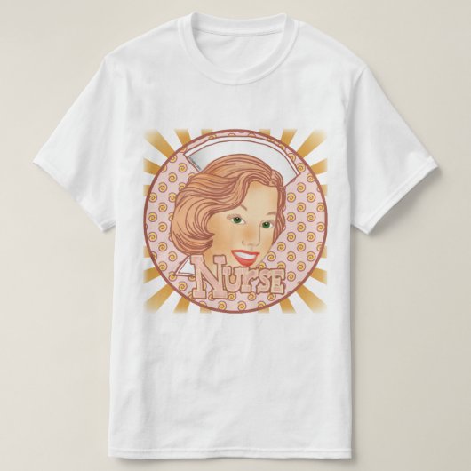 薄茶色の髪のナース Tシャツ (デザイン正面)