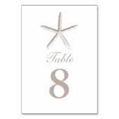 薄茶色ヒトデビーチ結婚式表の番号 テーブルナンバー (裏面)