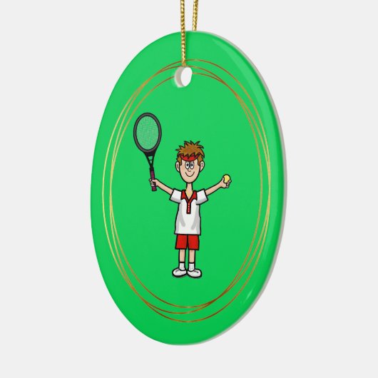薄茶色ヘアー男子テニスプレーヤーオーナメント セラミックオーナメント (左)