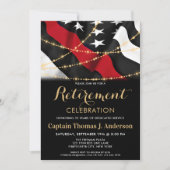 薄赤線アメリカ国旗の消防 招待状 (正面)