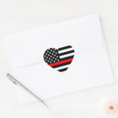 薄赤線アメリカ国旗の白黒 ハートシール (封筒)