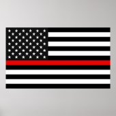 薄赤線アメリカ国旗 ポスター (正面)