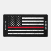 薄赤線アメリ動揺してカ国旗の消防士 デスクマット (正面)