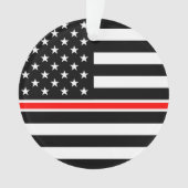 薄赤線国旗:消防士ヒーローメモリアル オーナメント (正面)