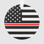 薄赤線国旗：消防士ヒーローメモリアル オーナメント (正面)