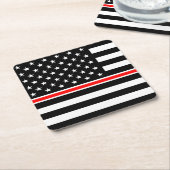 薄赤線国旗：消防士ヒーローメモリアル スクエアペーパーコースター (アングル)