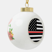 薄赤線国旗：消防士ヒーローメモリアル セラミックボールオーナメント (左)
