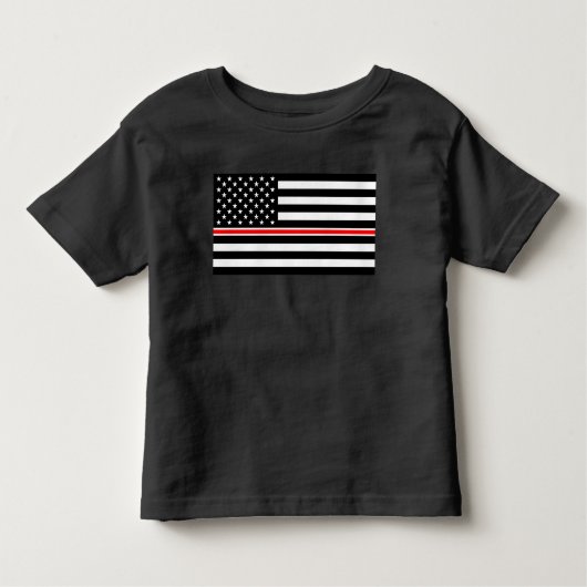 薄赤線国旗：消防士ヒーローメモリアル トドラーTシャツ (正面)