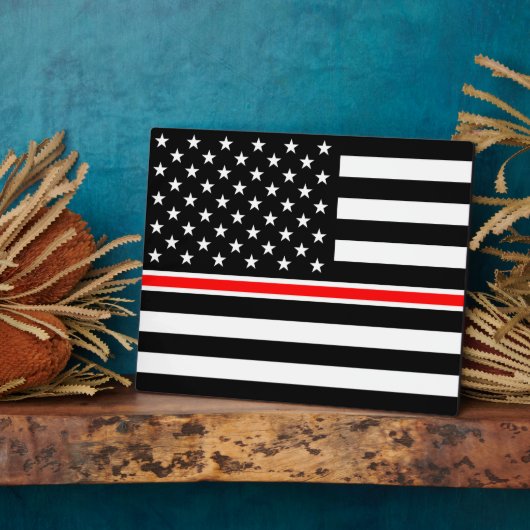 薄赤線国旗:消防士ヒーローメモリアル フォトプラーク (側面)