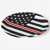 薄赤線国旗：消防士ヒーローメモリアル ペーパープレート (アングル)