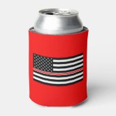 薄赤線国旗：消防士ヒーローメモリアル 缶クーラー (缶正面)