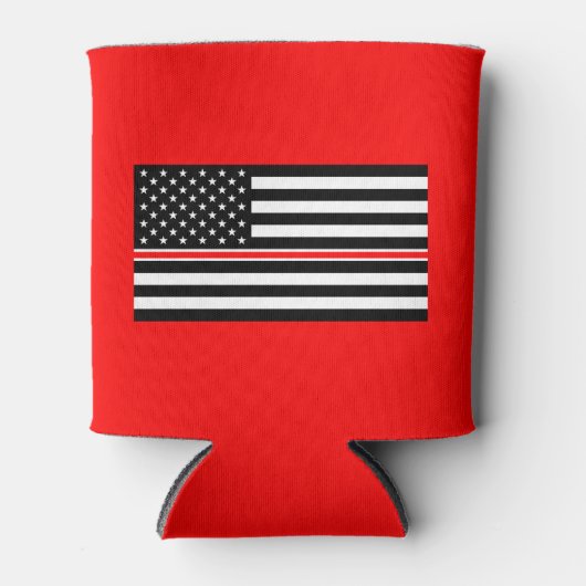 薄赤線国旗：消防士ヒーローメモリアル 缶クーラー (正面)