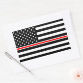 薄赤線国旗:消防士ヒーローメモリアル 長方形シール (封筒)