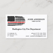 薄赤線旗パーソナライズされた消防士 名刺 (正面)