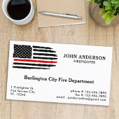 薄赤線旗パーソナライズされた消防士 名刺