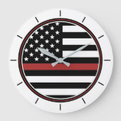 薄赤線消防フラグ消防署 ラージ壁時計 (正面)