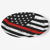 薄赤線消防士の旗消防士 ペーパープレート (アングル)