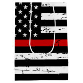 薄赤線消防士の旗消防士 ミディアムペーパーバッグ (裏面)