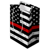 薄赤線消防士の旗消防士 ミディアムペーパーバッグ (裏面アングル)