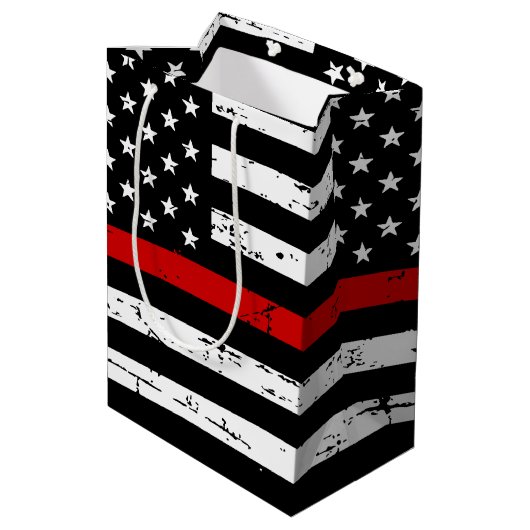 薄赤線消防士の旗消防士 ミディアムペーパーバッグ (裏面アングル)