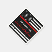 薄赤線消防士の退職パーティー スタンダードカクテルナプキン (角)