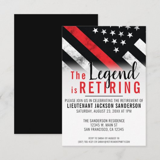 薄赤線消防士の退職パーティー 招待状 (正面/裏面)
