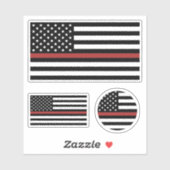 薄赤線消防士アメリカ国旗の消防救助 シール (シート)