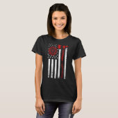 薄赤線消防士米国旗 Tシャツ (正面フル)