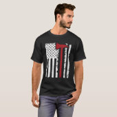 薄赤線消防士Axアメリカ国旗T-Shir Tシャツ (正面フル)