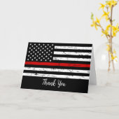 薄赤線消防署消防士ありがとう カード (黄色い花)