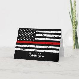 薄赤線消防署消防士ありがとう カード