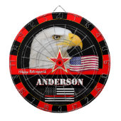 薄赤線&アメリカ国旗、消防士/アメリカ ダーツボード (正面)