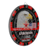 薄赤線&アメリカ国旗、消防士/アメリカ ダーツボード (正面左)