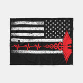 薄赤線Usa国旗のナース フリースブランケット (正面(横))