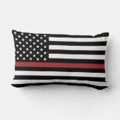 薄赤線USA国旗の消防士 ランバークッション (裏面)