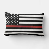 薄赤線USA国旗の消防士 ランバークッション (正面)