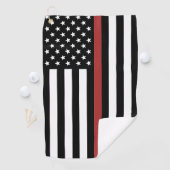 薄赤線USA国旗の消防署 ゴルフタオル (インサイチュ)