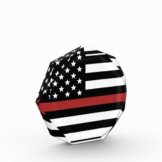 薄赤線USA国旗の消防署 フォトブロック (左)